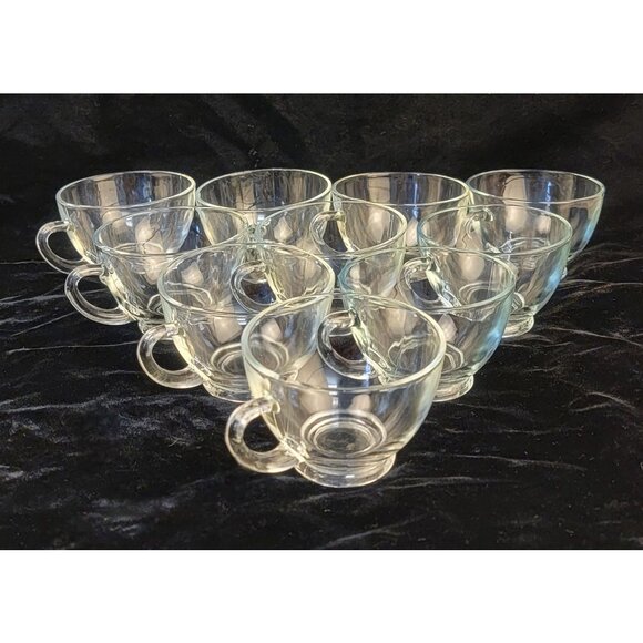 Vintage Anchor Hocking Clear Glass Punch Cups, Set of 10 - Picture 6 of 8